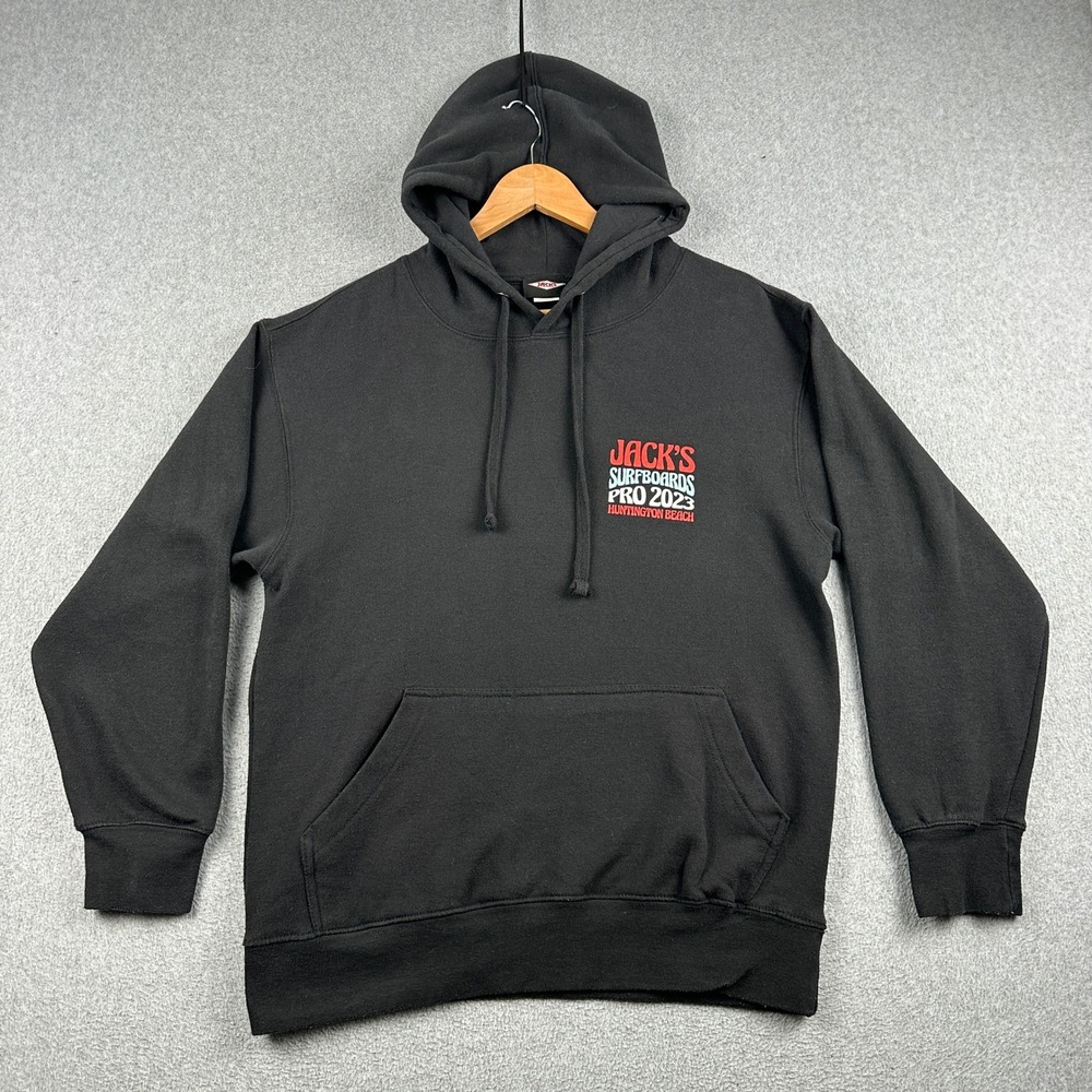 Jack's Surfboards Hoodie Mens Large Pro 2023 Black Huntington Beach WSL Surfing